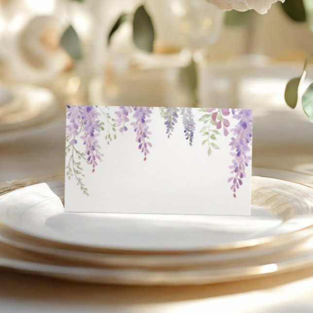 Elegant Purple Wisteria Flowers  Wedding  Place Card (Creator Uploaded)