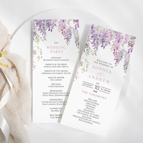 Elegant Purple Wisteria Flowers  Wedding Programs