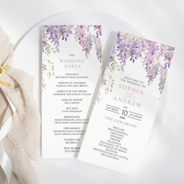 Elegant Purple Wisteria Flowers  Wedding Programs (Creator Uploaded)