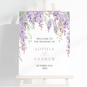 Elegant Purple Wisteria Flowers  Welcome Sign