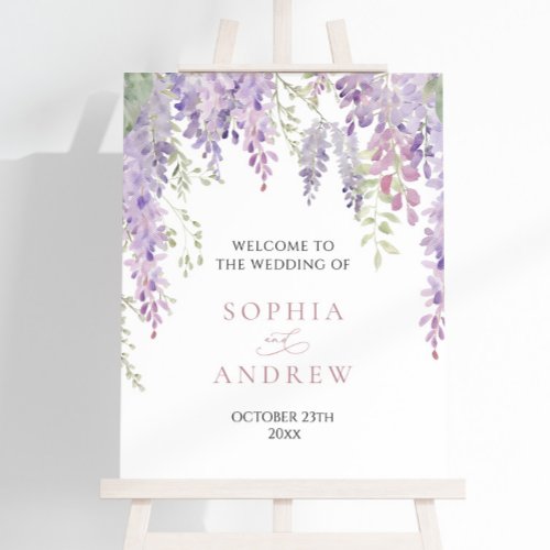 Elegant Purple Wisteria Flowers  Welcome Sign