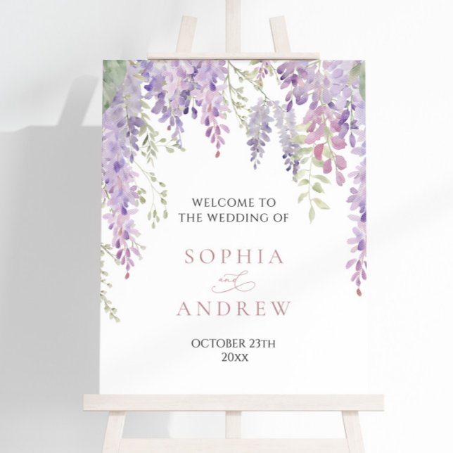Elegant Purple Wisteria Flowers  Welcome Sign (Creator Uploaded)