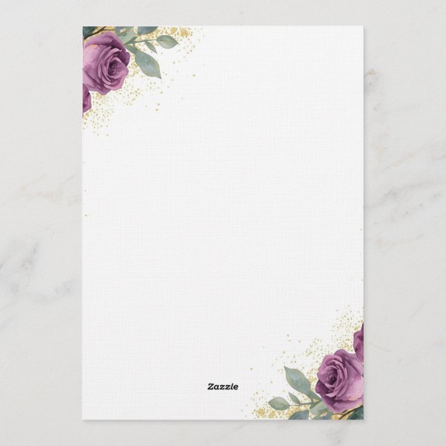 👉 Elegant Purple Wisteria & Gold Floral Wedding I Invitation (Back)