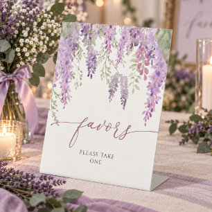 Elegant Purple Wisteria Shower Favors Sign