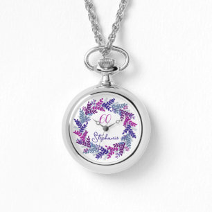 Elegant Purple Wreath 60th Birthday  Watch