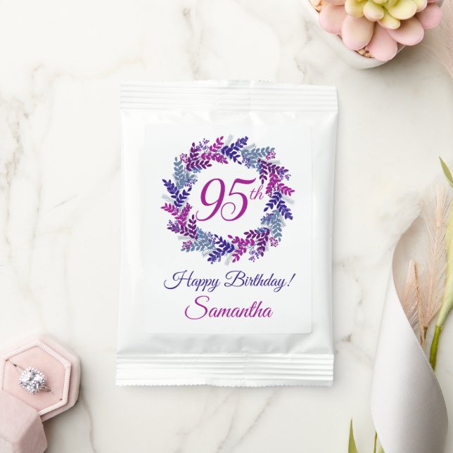 Elegant Purple Wreath 95th Birthday Hot Chocolate Drink Mix (Wedding)