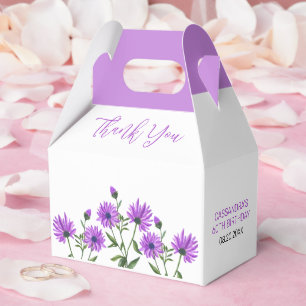 Elegant Purple Xeranthemum Floral Thank You Favor Boxes