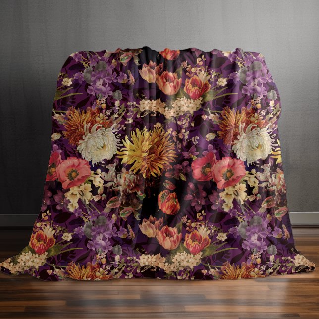 Elegant purple yellow floral pattern duvet cover (Creator Uploaded)