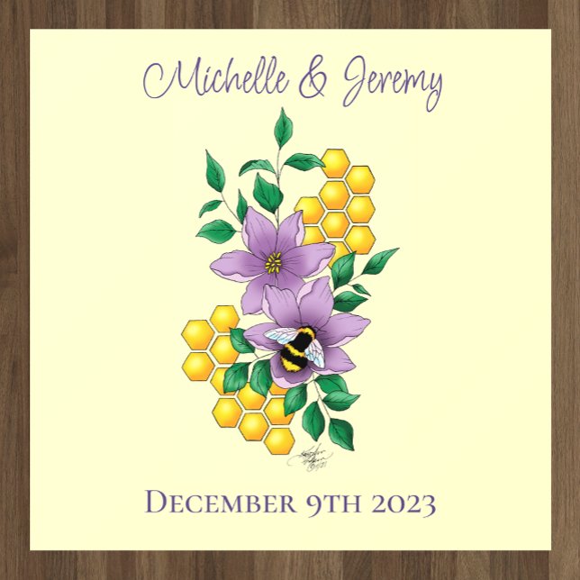 Elegant Purple Yellow Flowers Honeycomb Bee Floor Decals (Creator Uploaded)