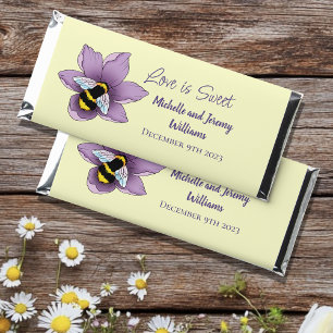 Elegant Purple Yellow Flowers Honeycomb Bee Hershey Bar Favors