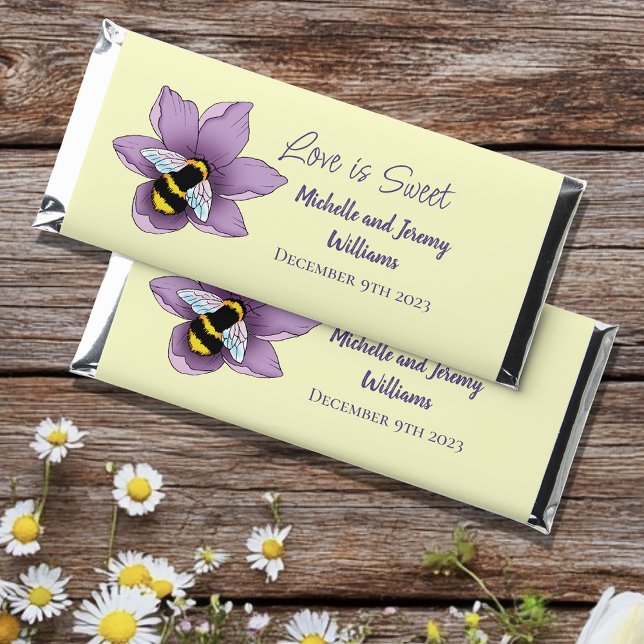 Elegant Purple Yellow Flowers Honeycomb Bee Hershey Bar Favors (Creator Uploaded)