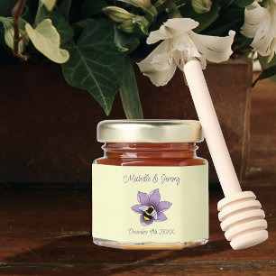 Elegant Purple Yellow Flowers Honeycomb Bee Honey Jar Favors