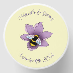 Elegant Purple Yellow Flowers Honeycomb Bee Mini Candle Favors