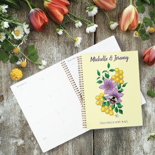 Elegant Purple Yellow Flowers Honeycomb Bee Planner