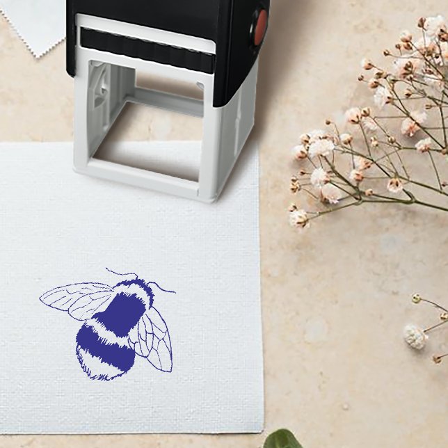 Elegant Purple Yellow Flowers Honeycomb Bee Self-inking Stamp (Creator Uploaded)