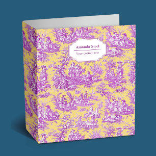 Elegant Purple Yellow French Toile de Jouy 3 Ring Binder