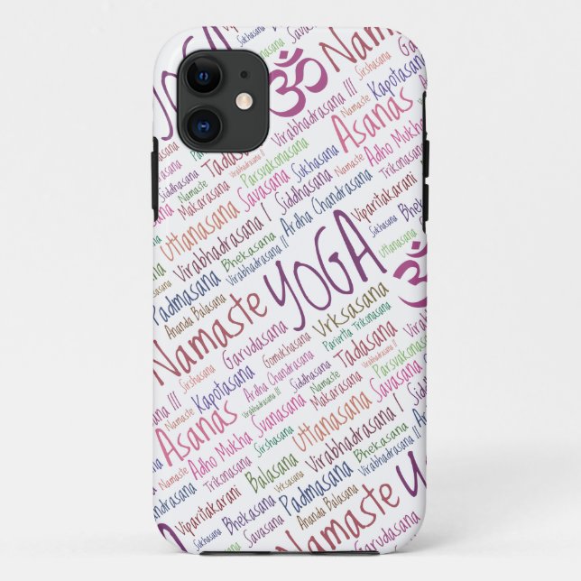 Elegant Purple Yoga Positions Word Cloud Pattern Case-Mate iPhone Case (Back)