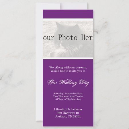 Elegant Purple Your Photo Wedding Invites