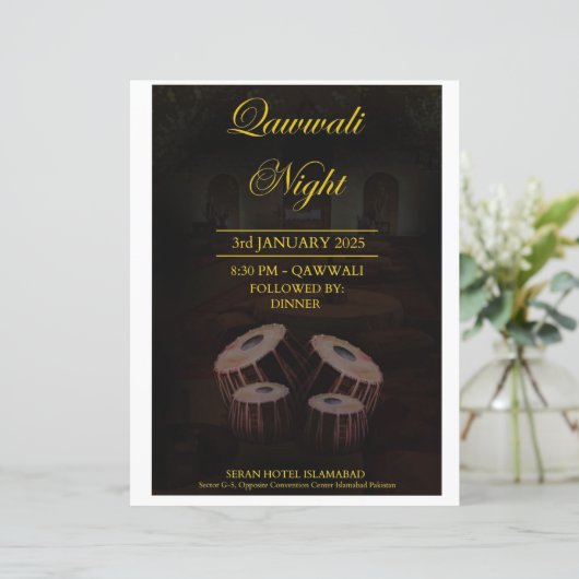 Elegant Qawwali Night Invitation Card (Standing Front)