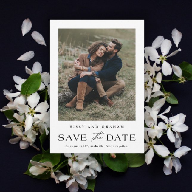 Elegant QR Code 2 Photo Wedding  Save The Date (Elegant QR Code 2 Photo Wedding Save the Date Card.)