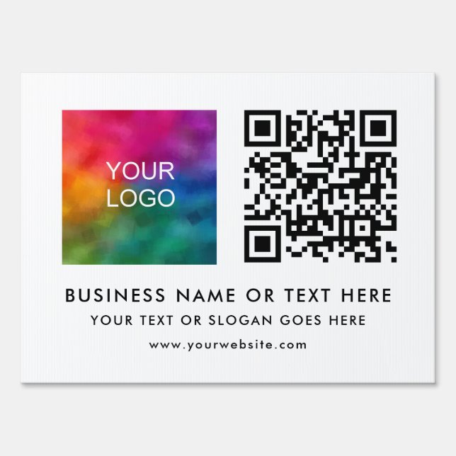Elegant QR Code Business Company Logo Modern Yard Sign (Front)