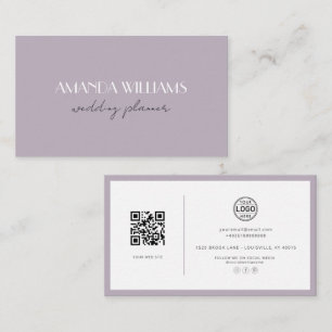 Elegant QR Code Card Social Lavender Business Card