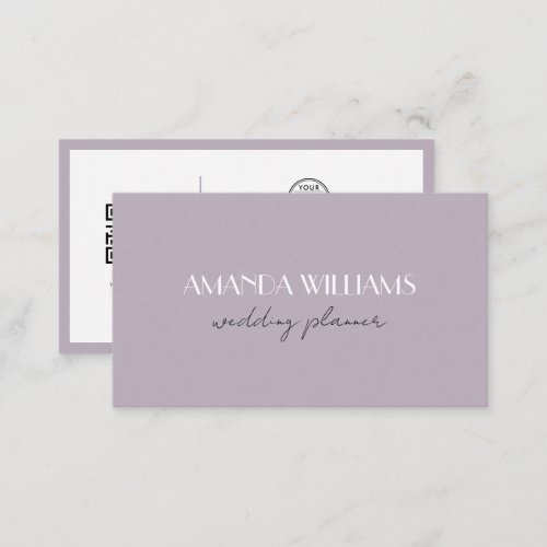 Elegant QR Code Card Social Lavender Business Card