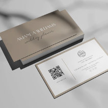 Elegant QR Code Card Social Sand  Business Card