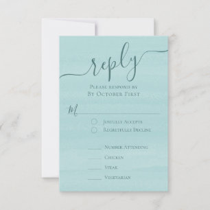 Elegant QR Code Classic Meal RSVP Turquoise Card