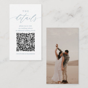 Elegant QR Code Dusty Blue Wedding Details  Enclosure Card