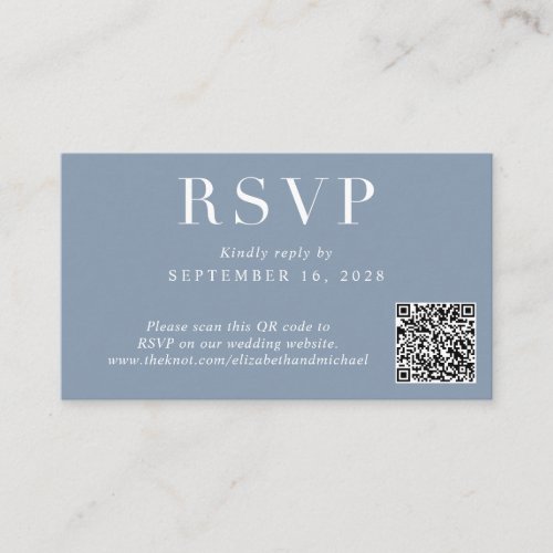 Elegant QR Code Dusty Blue Wedding RSVP Enclosure Card