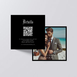 Elegant QR Code Gothic Wedding Details Photo Enclosure Card