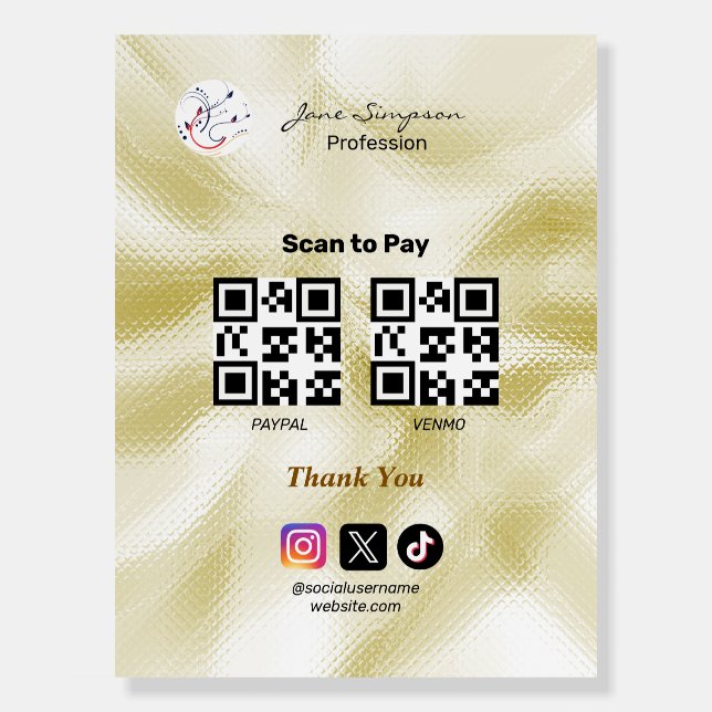Elegant Qr code Logo Gold Texture Foam Board (Front)