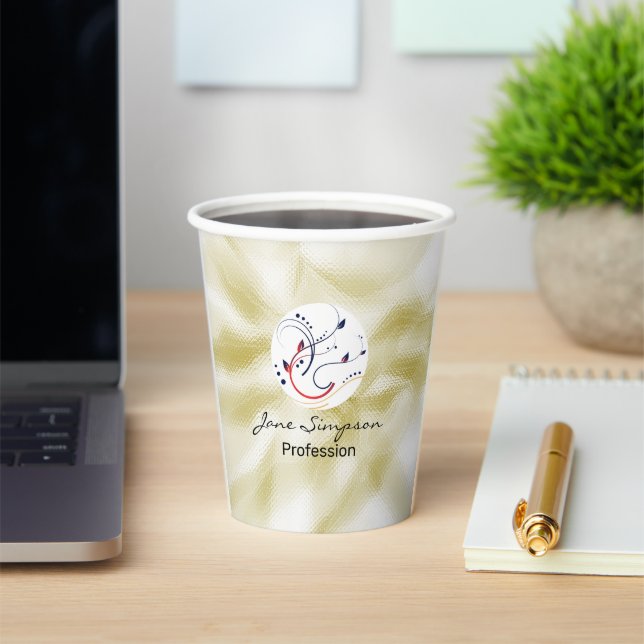 Elegant Qr code Logo Gold Texture Paper Cups (Insitu)