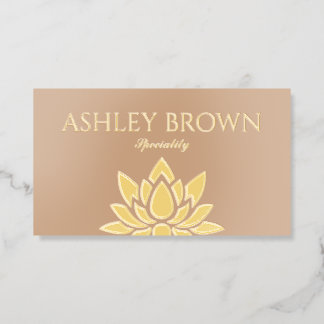Elegant qr code lotus flower cameo and foil business cards