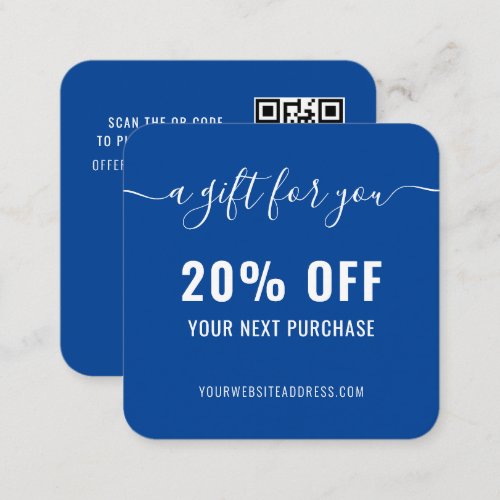 Elegant QR Code Loyalty Business Promo Blue White Discount Card