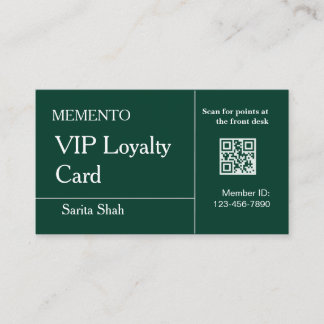 Elegant QR Code Loyalty Card in Emerald Mint