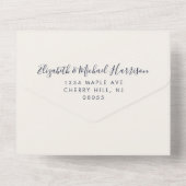 Elegant Qr Code Navy Wedding Reception All In One Invitation 