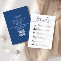 Elegant QR Code Online RSVP Wedding Timeline Blue