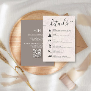 Elegant QR Code Online RSVP Wedding Timeline Blush Enclosure Card