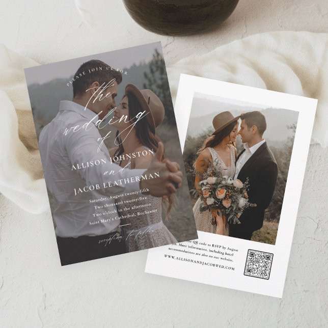 Elegant QR Code Photo Wedding Invitation (Creator Uploaded)