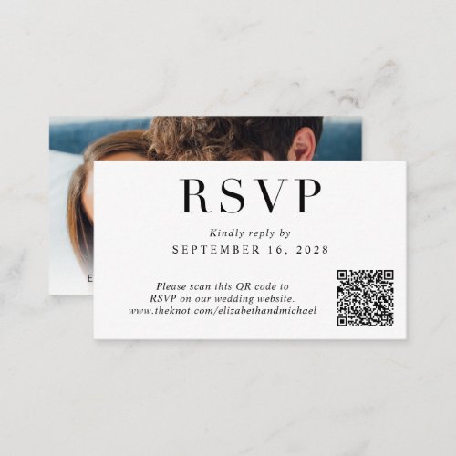 Elegant QR Code Photo Wedding RSVP Enclosure Card
