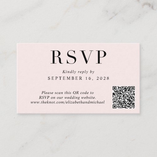 Elegant QR Code Pink Wedding RSVP Enclosure Card