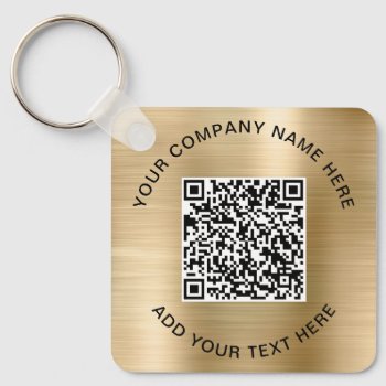 Elegant Qr Code Promotional Gold Keychain by JulieHortonDesigns at Zazzle