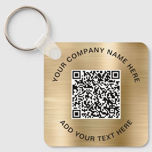 Elegant QR Code Promotional Gold Keychain