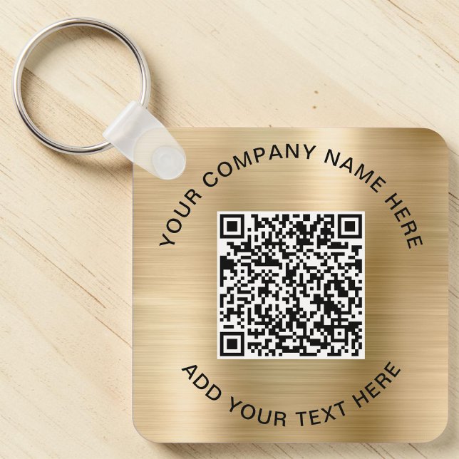 Elegant QR Code Promotional Gold Keychain (Elegant QR Code Promotional Gold Keychain)