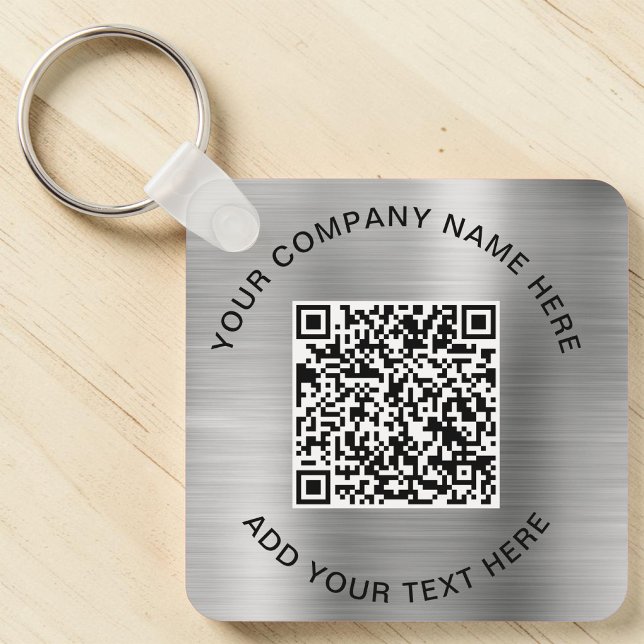Elegant QR Code Promotional Silver Keychain (Elegant QR Code Promotional Silver Keychain)