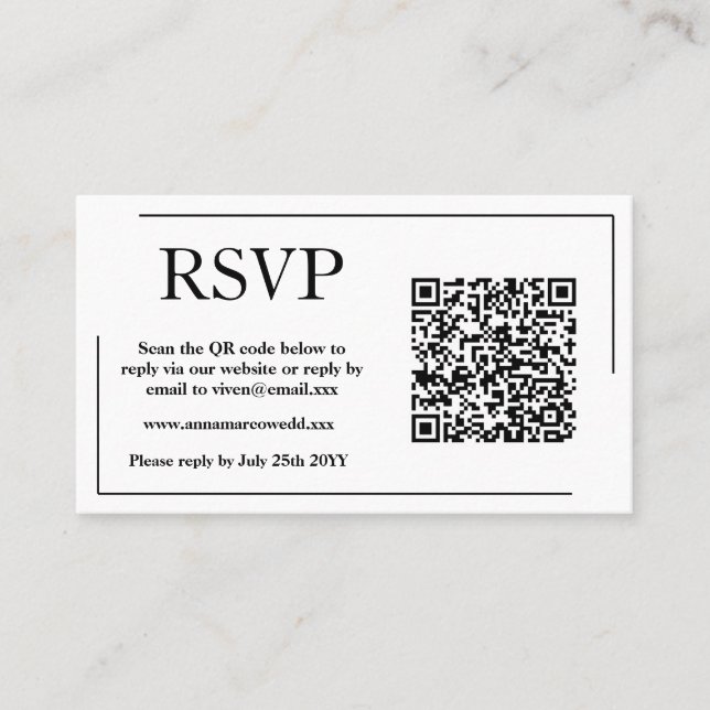 Elegant  QR Code RSVP Card  (Front)