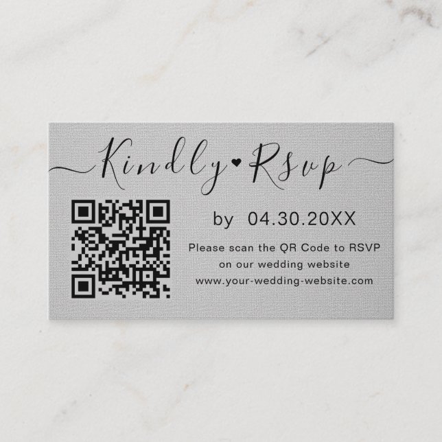 Elegant QR Code RSVP Chic Minimal Wedding Website Enclosure Card