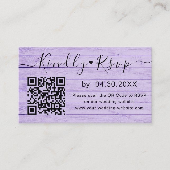 Elegant QR Code RSVP Chic Minimal Wedding Website Enclosure Card (Front)